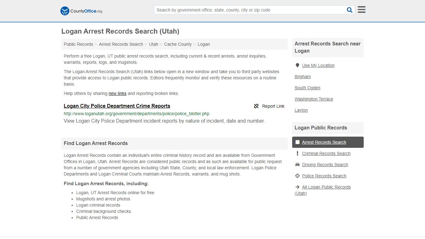 Arrest Records Search - Logan, UT (Arrests & Mugshots) - County Office